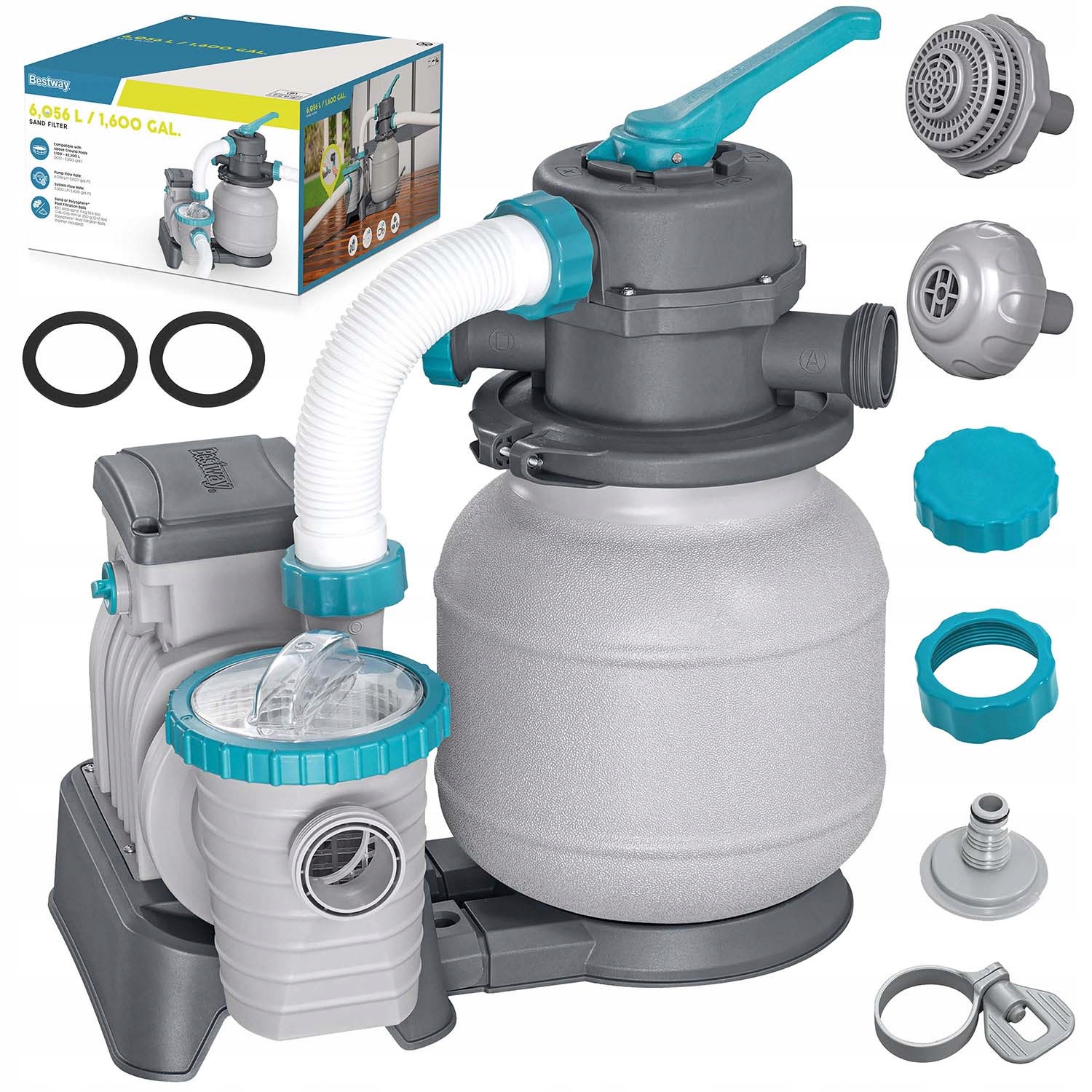 Bestway 58497 Filtrační Písková Pumpa Pro Bazény 6056 L/h Spojky, Hadice