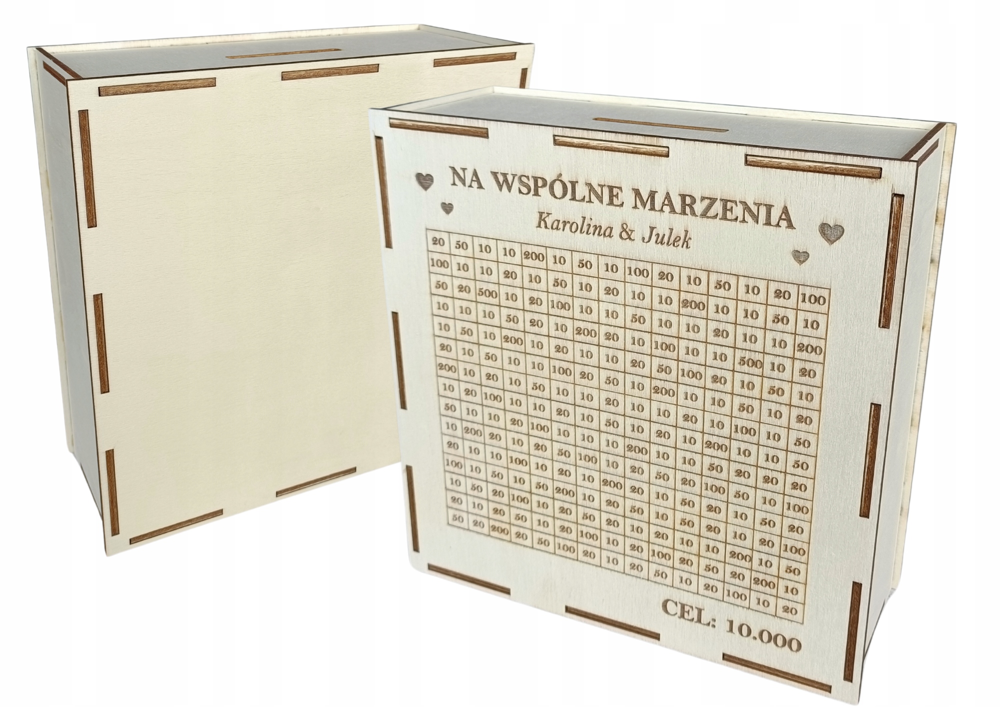 DREWNIANA SKARBONKA WYKREŚLANKA PREZENT NA ŚLUB WESELE