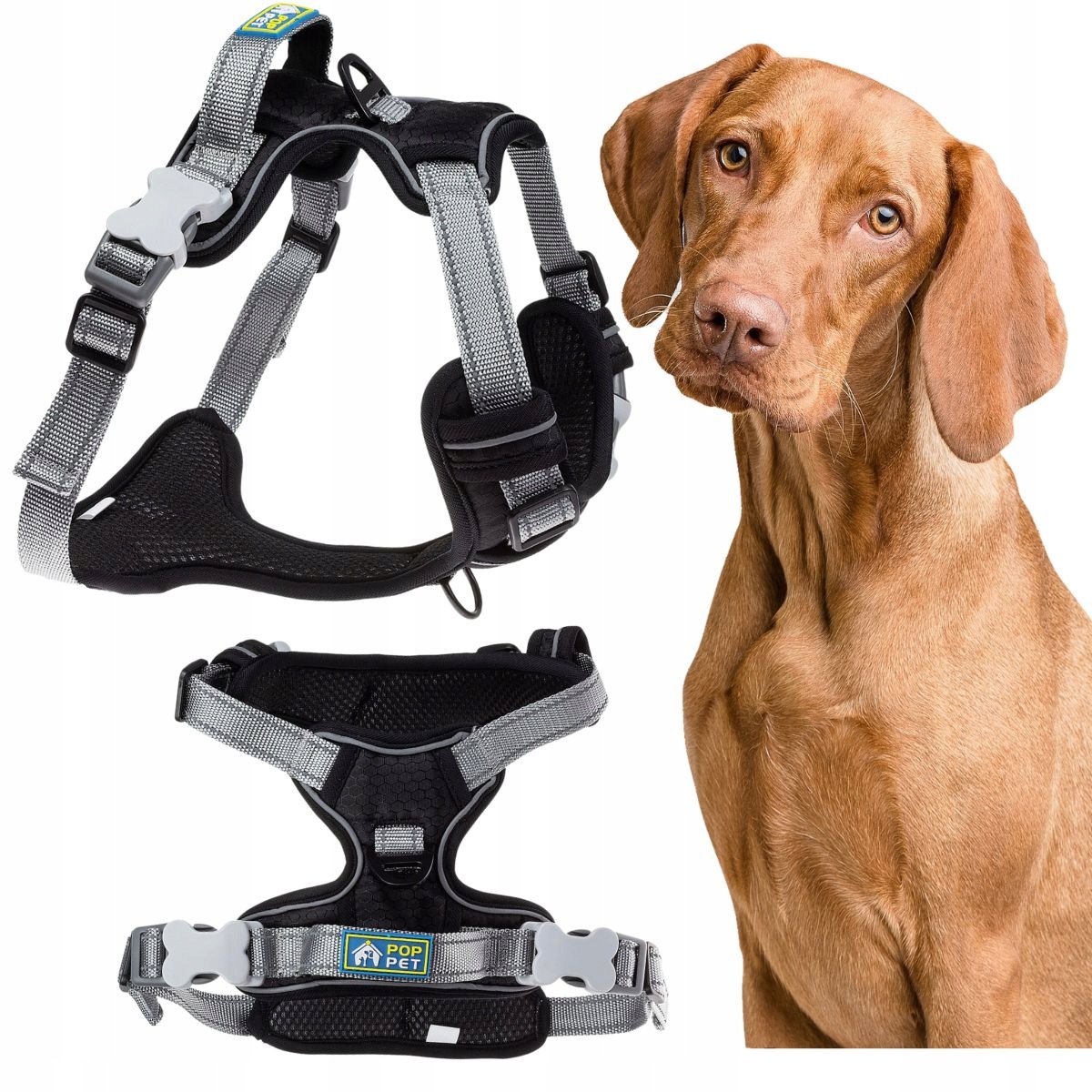 Levně Beztlakové postroje pro psa s rukojetí typu Guard L Černé