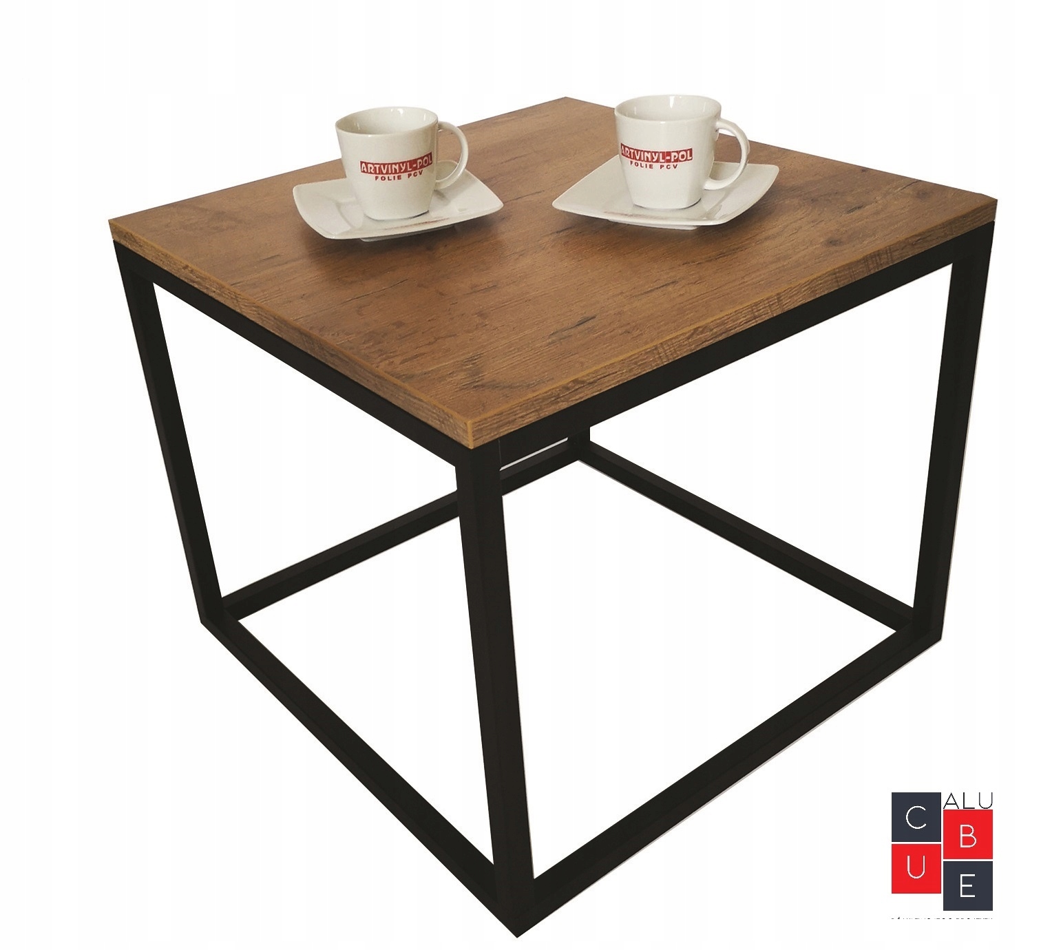 Kávový Stolek Loft alu 50x50x51,8 dub Výběr Barvy DESKY!Deska na profilech!