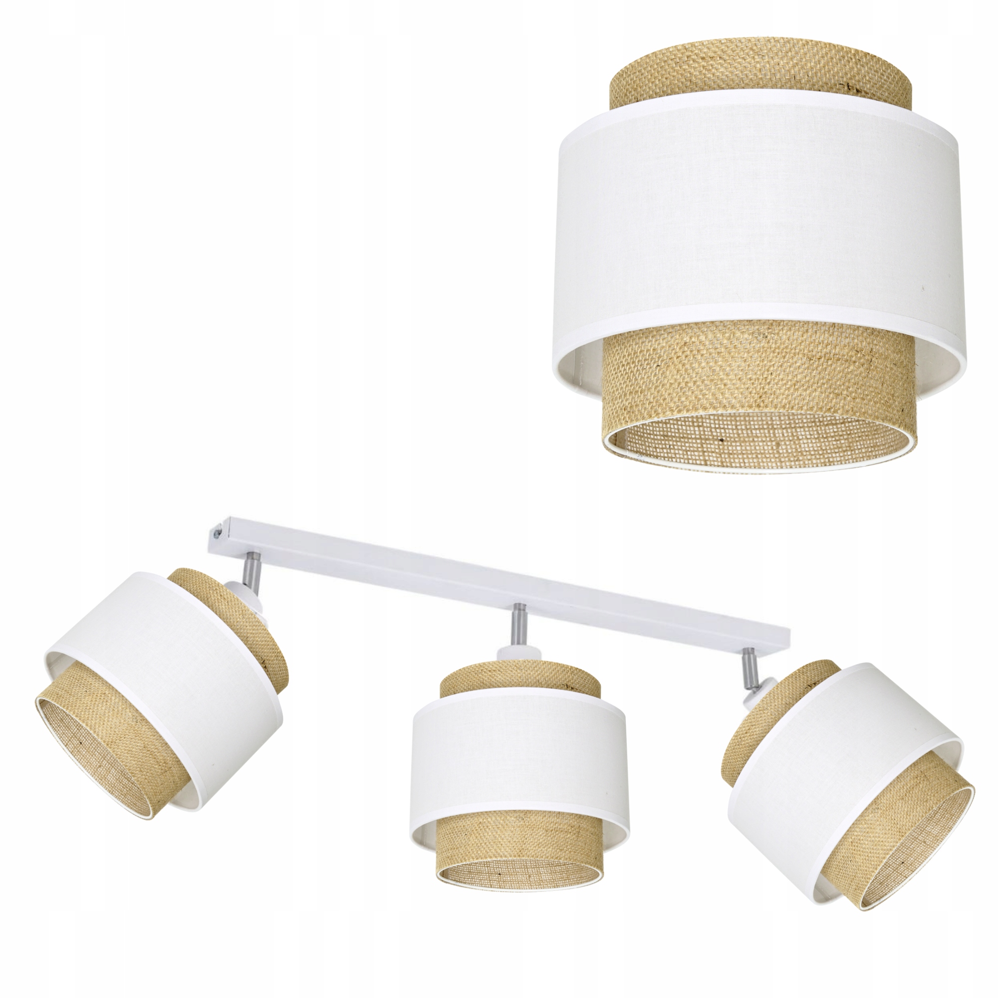 Lampa Plafon Sufitowa Jutowa Boho Juta Listwa 3-PKT Regulowana Polska Lampa