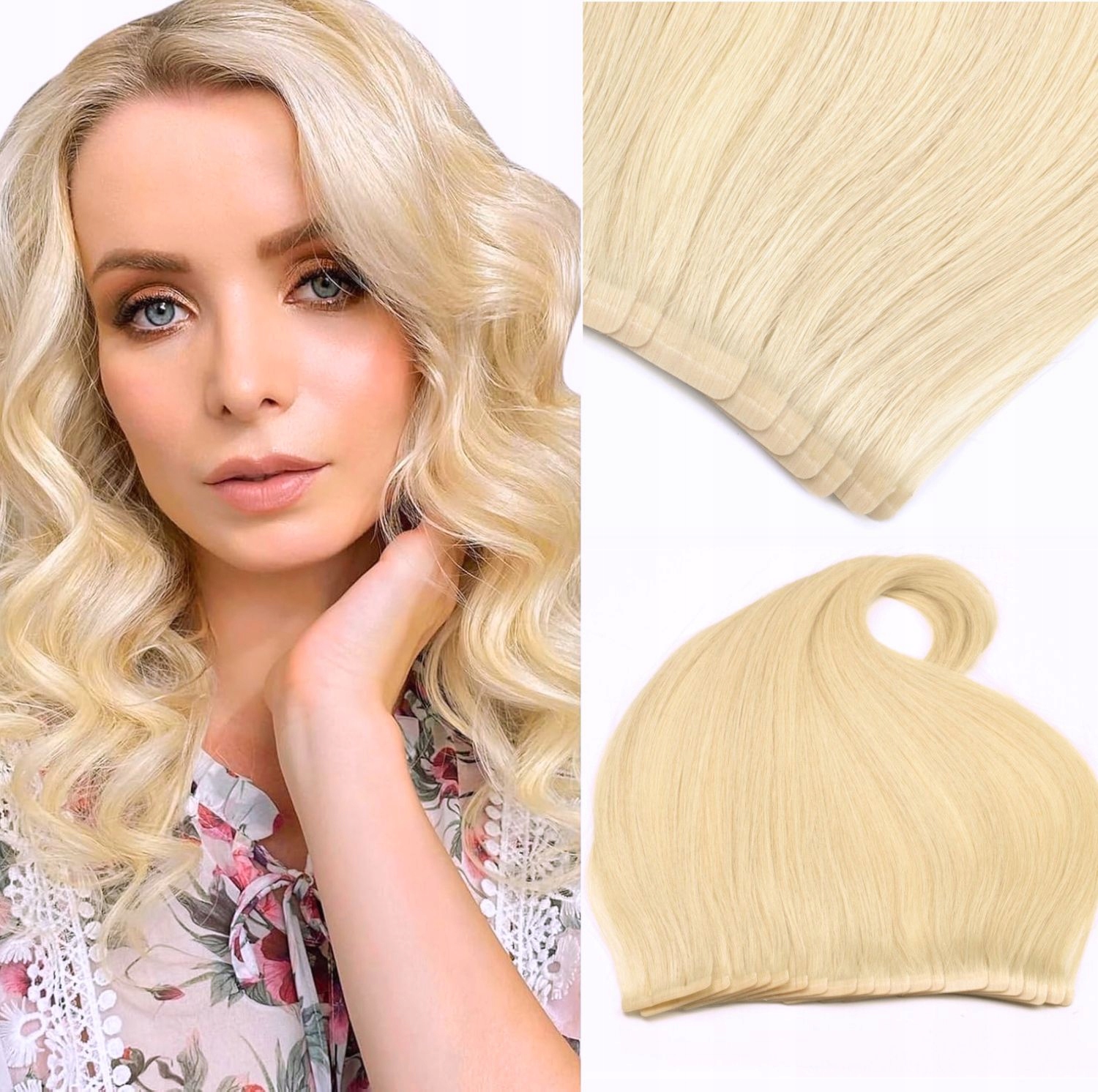 Neviditelné sendviče invisible 20 pásků (10 sendvičů) přírodní vlasy