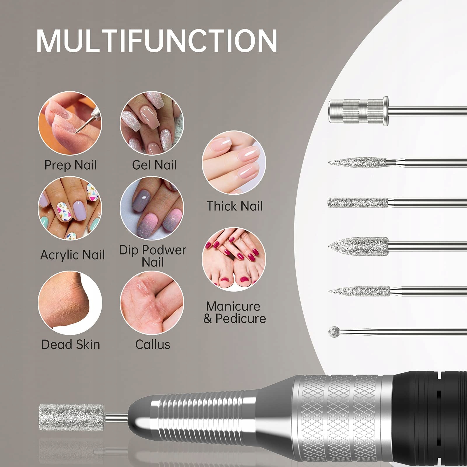 Kredioo Frezarka Do Paznokci Elektryczna 35000 U/min Zestaw Manicure — miniatura 6