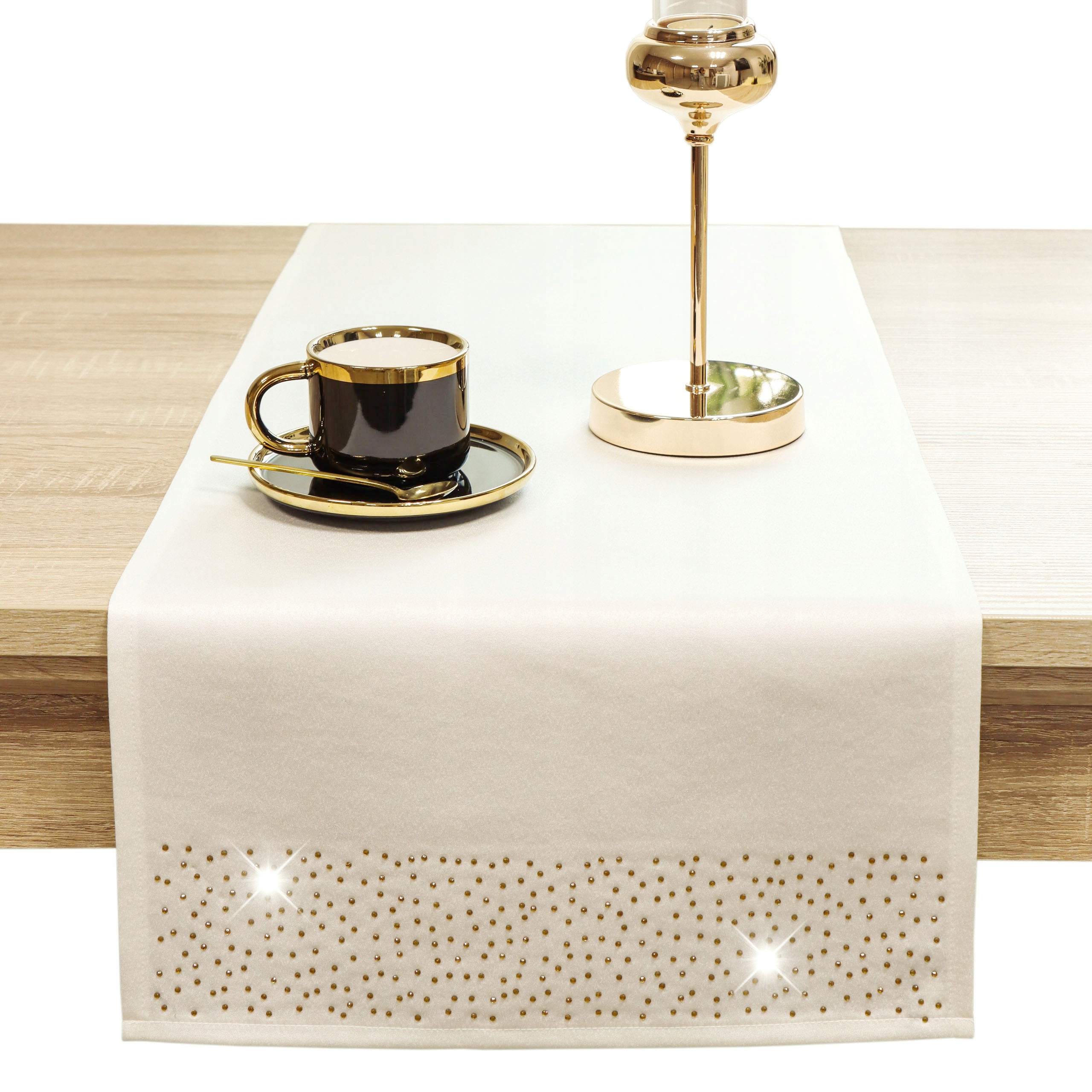 bieżnik na stół gładki Brylant 40x220 pas dekoracyjny ekri złoto