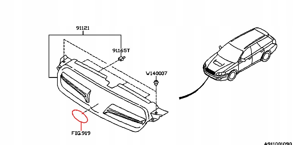 EMBLEMAT ZNACZEK LOGO GRILLA ATRAPY PRZÓD KLAPY TYŁ SUBARU FORESTER OUTBACK Numer katalogowy części 91174SA005