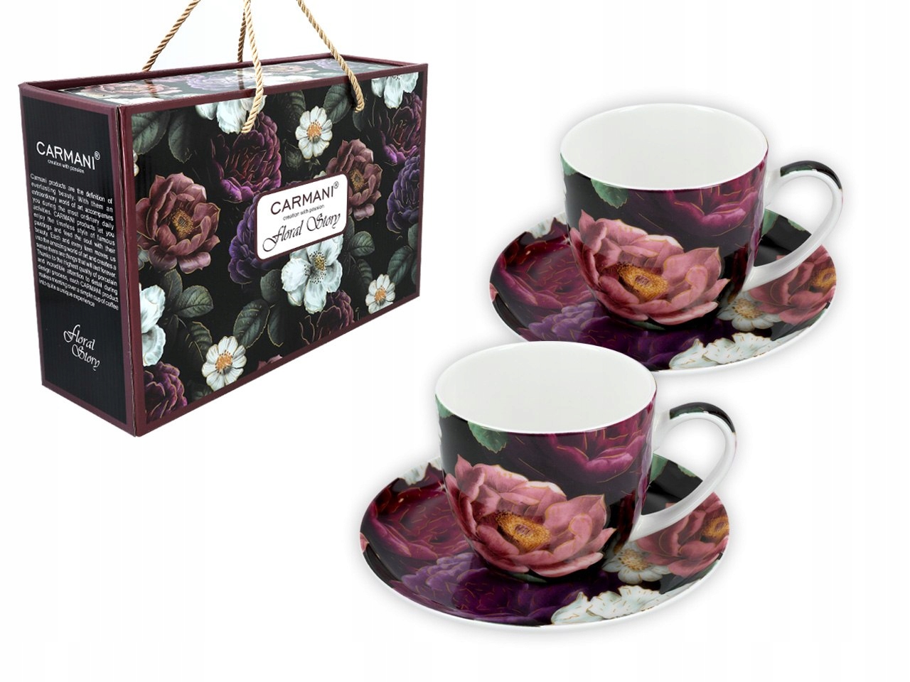 Sada 2 šálok s podšálkami Floral story (carmani)