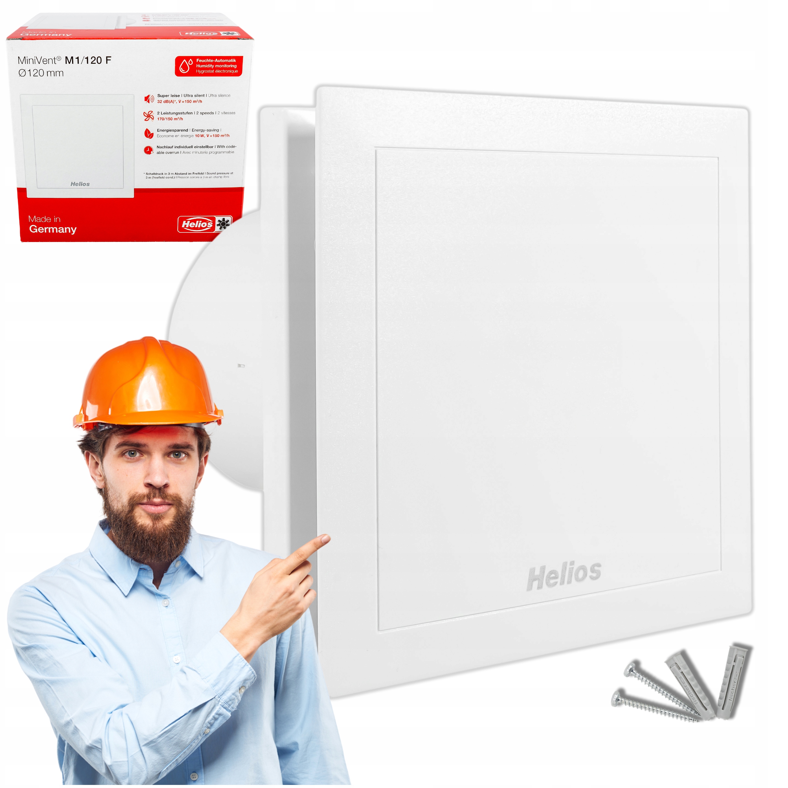 Kúpeľňový ventilátor Helios Minivent M1/120F Higr