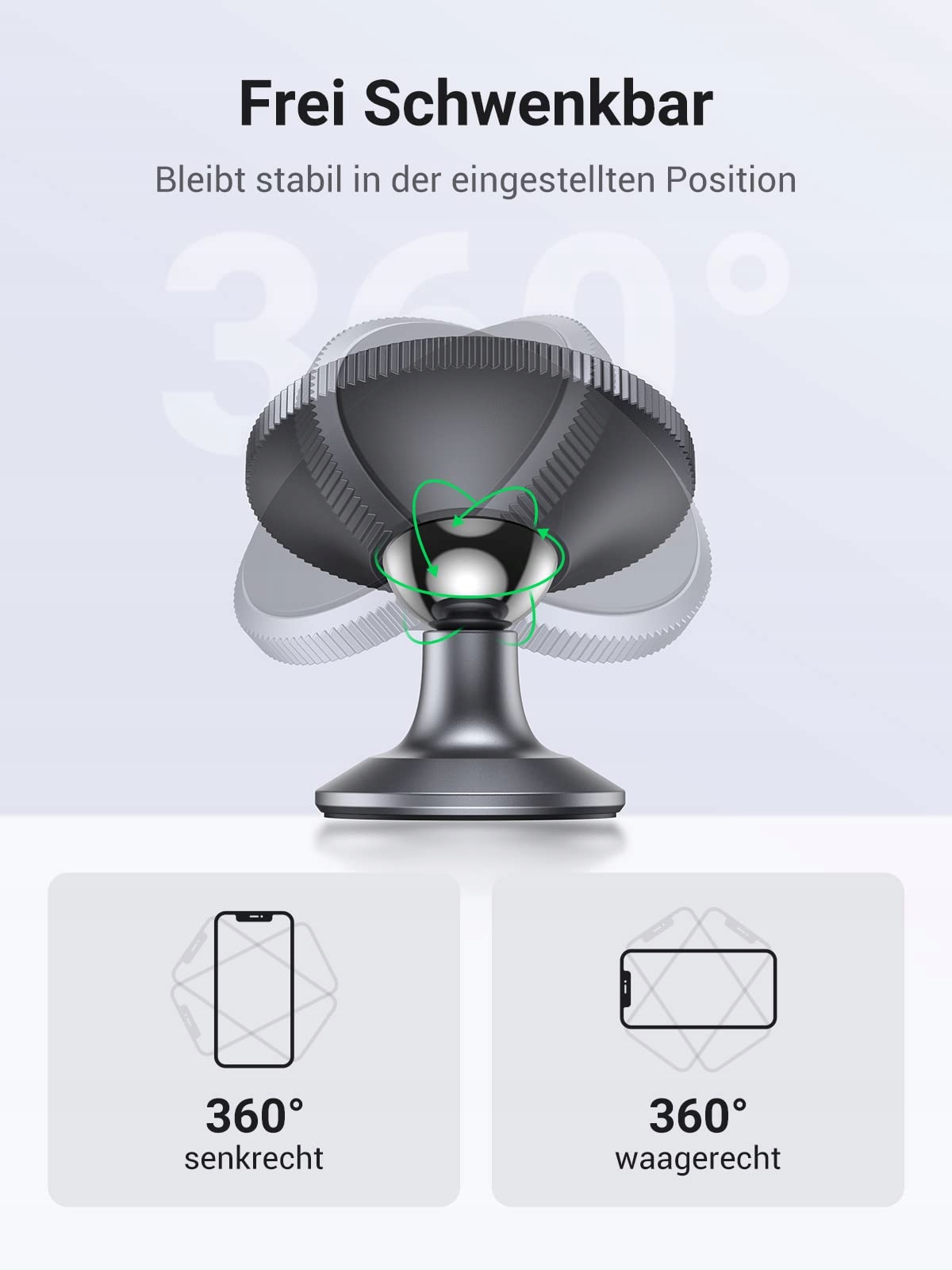 UGREEN Magnetyczny Uchwyt Samochodowy 360° do iPhone 15 14 Galaxy S23 — miniatura 3