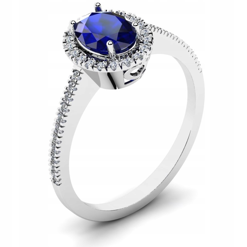 

Pierścionek Z Białego Złota Z Szafirową Cyrkonią