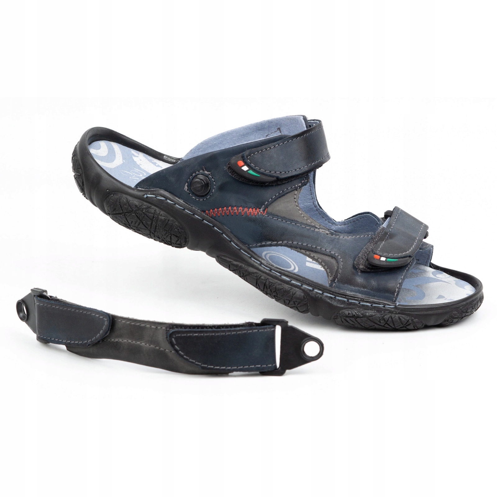 Žabky pánské kožené sandály pro řidiče 362MA tmavě modré 44