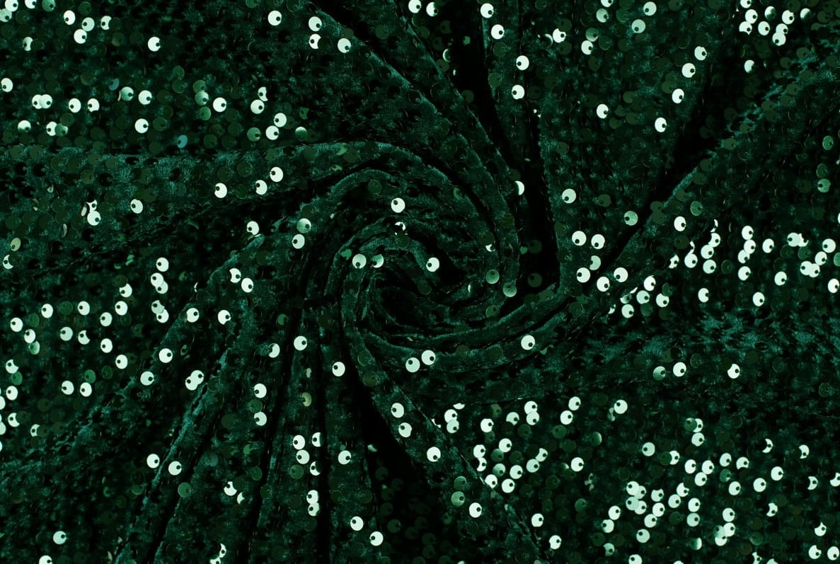 Látka Velur Flitry Premium Lahvově Zeleň