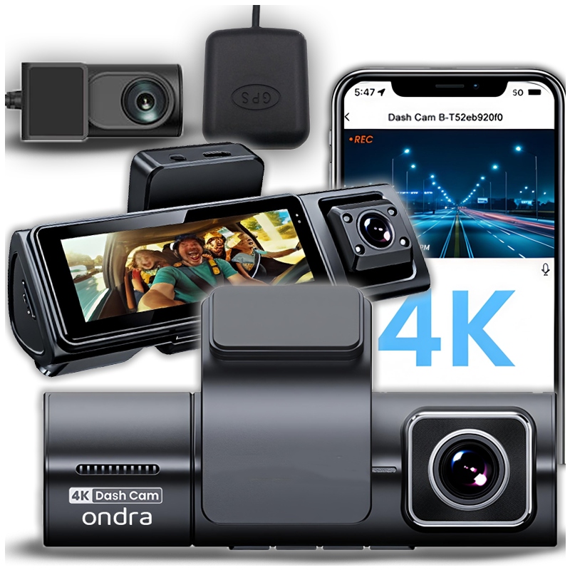 Kamera Automobilová Videorekordér 4K Uhd 3KAMERY Gps Wi-fi Couvací Kamera