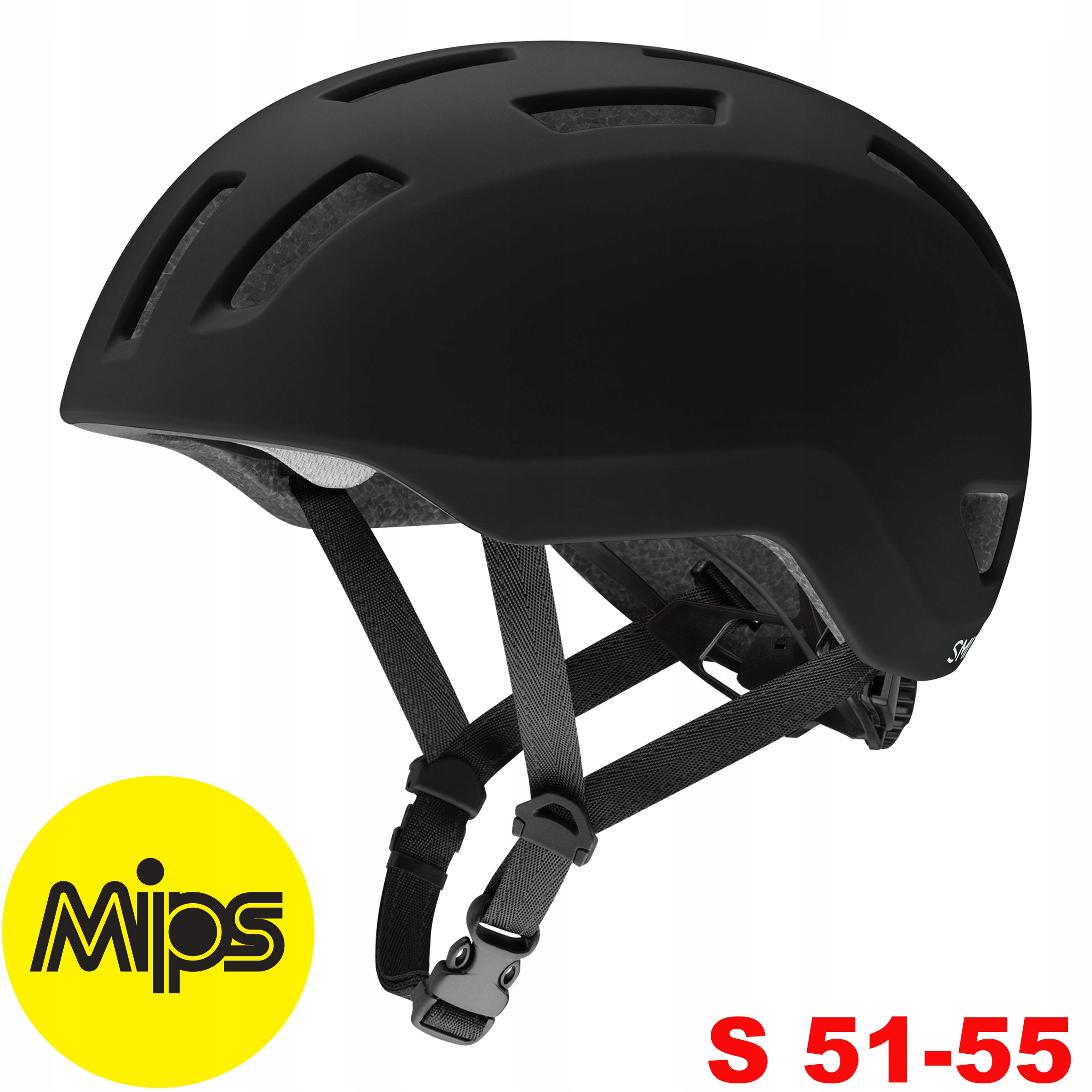 Smith Transit Mips Kask Rowerowy Miejski Bmx Czarny Matte Black 9SK S 51-55