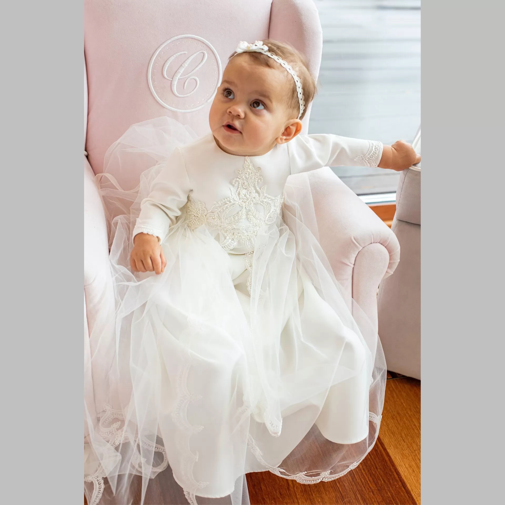 SUKNIA LAURA DŁUGA ECRU Z DŁUGIM RĘKAWEM - 68