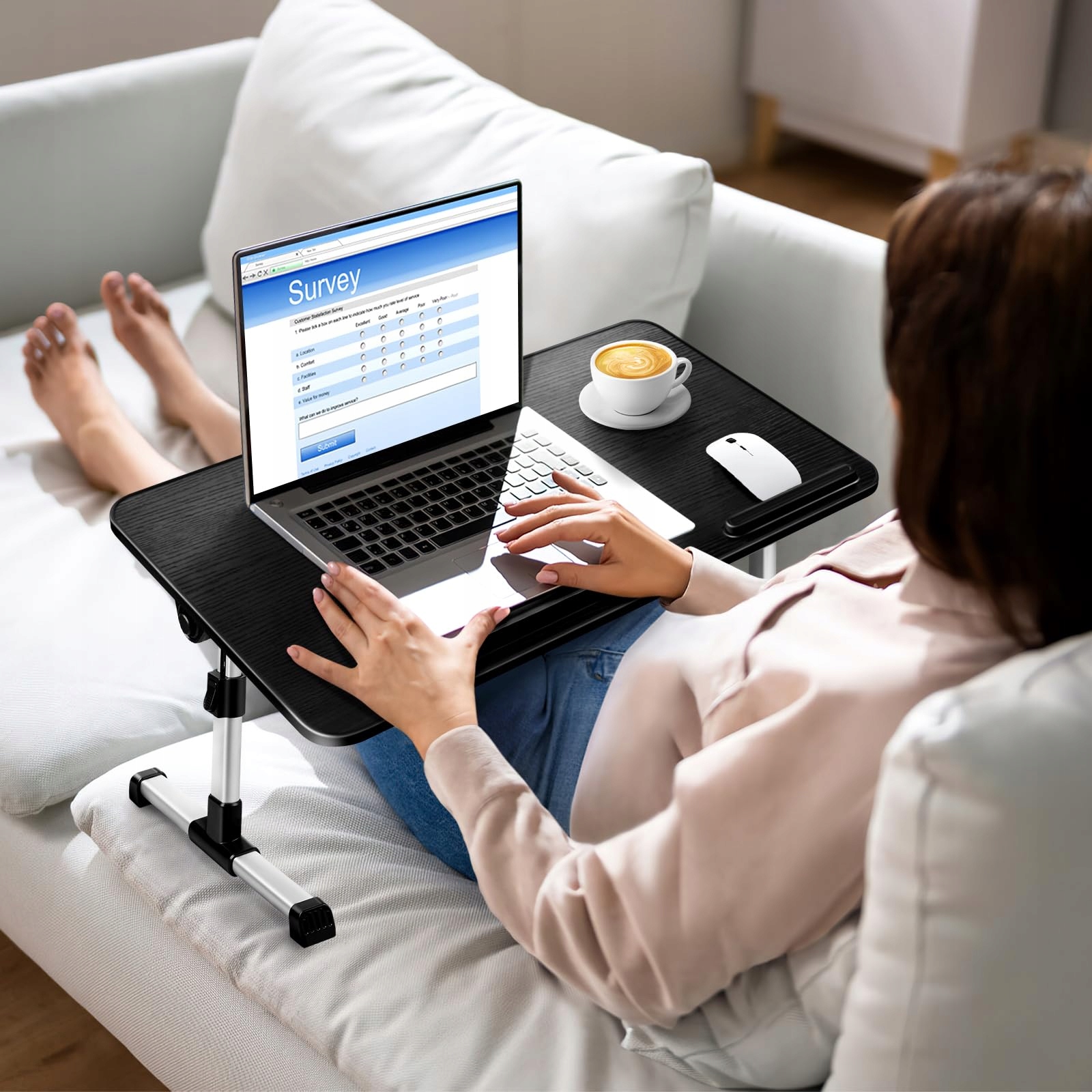 AIROPEN Regulowany Stolik Pod Laptop Do Łóżka Z Chłodzeniem I Szufladą — miniatura 7