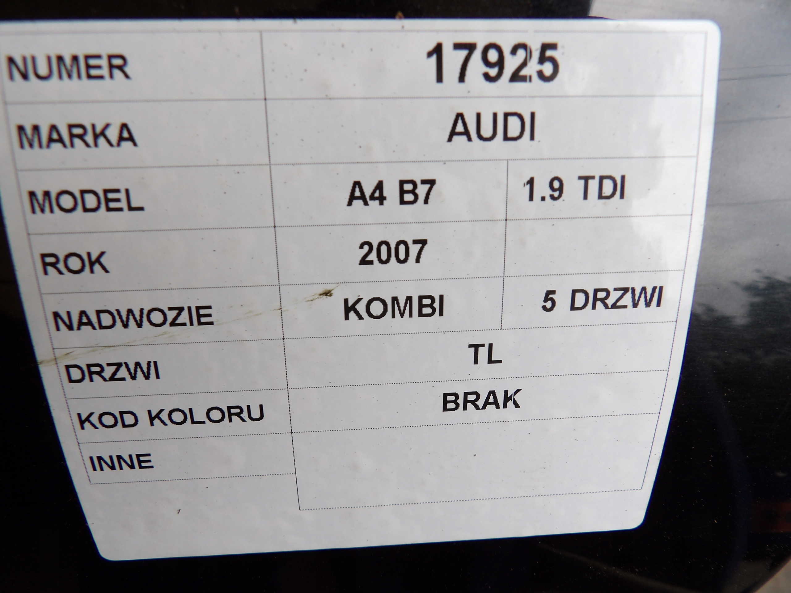 Audi A4 B7 door rear. left kombi