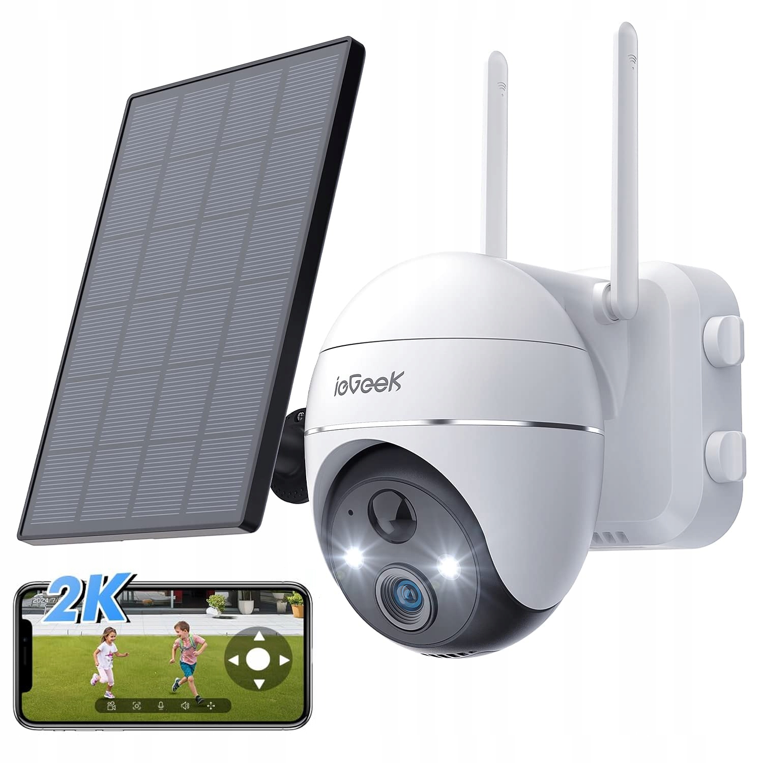 2K Venkovní Otočná Solární Kamera Ip Wifi 4x Zoom na 9000 Mah Baterie