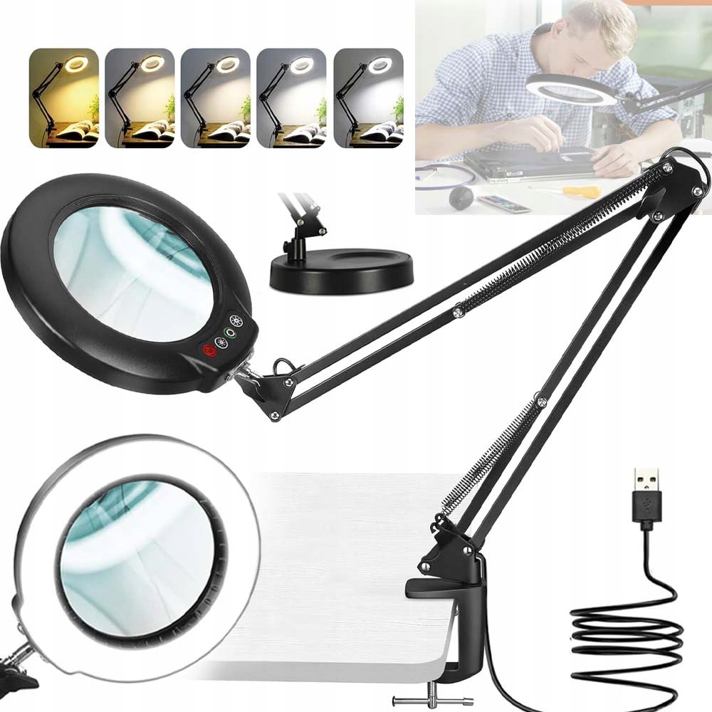 Servisní Lampa Led Lupa Sklo Kosmetická Stolní Lampa