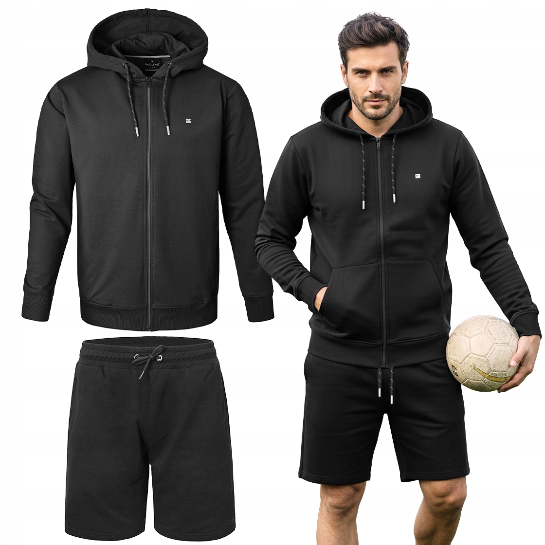 Teplákovka Pánský Komplet 2XL Bavlněná mikina s kapucí a krátké Kraťasy