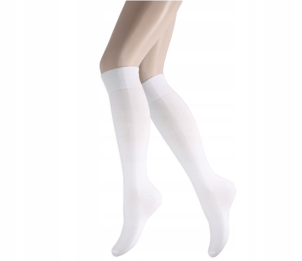 PODKOLANÓWKi BIAŁE GŁADKIE BAWEŁNIANE