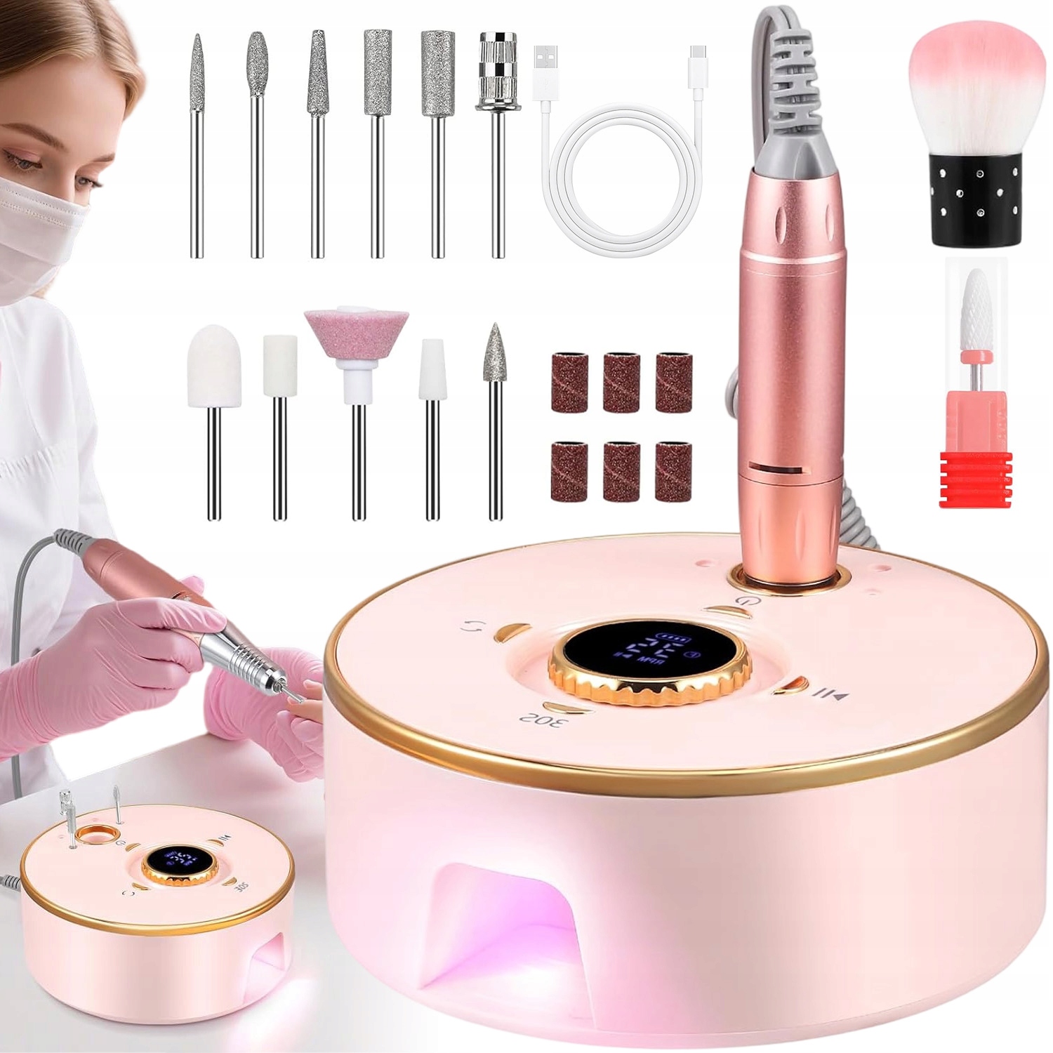 Bruska Na Nehty Profesionální Silná 2V1 Hybridní Gel Manikúra Pedikúra