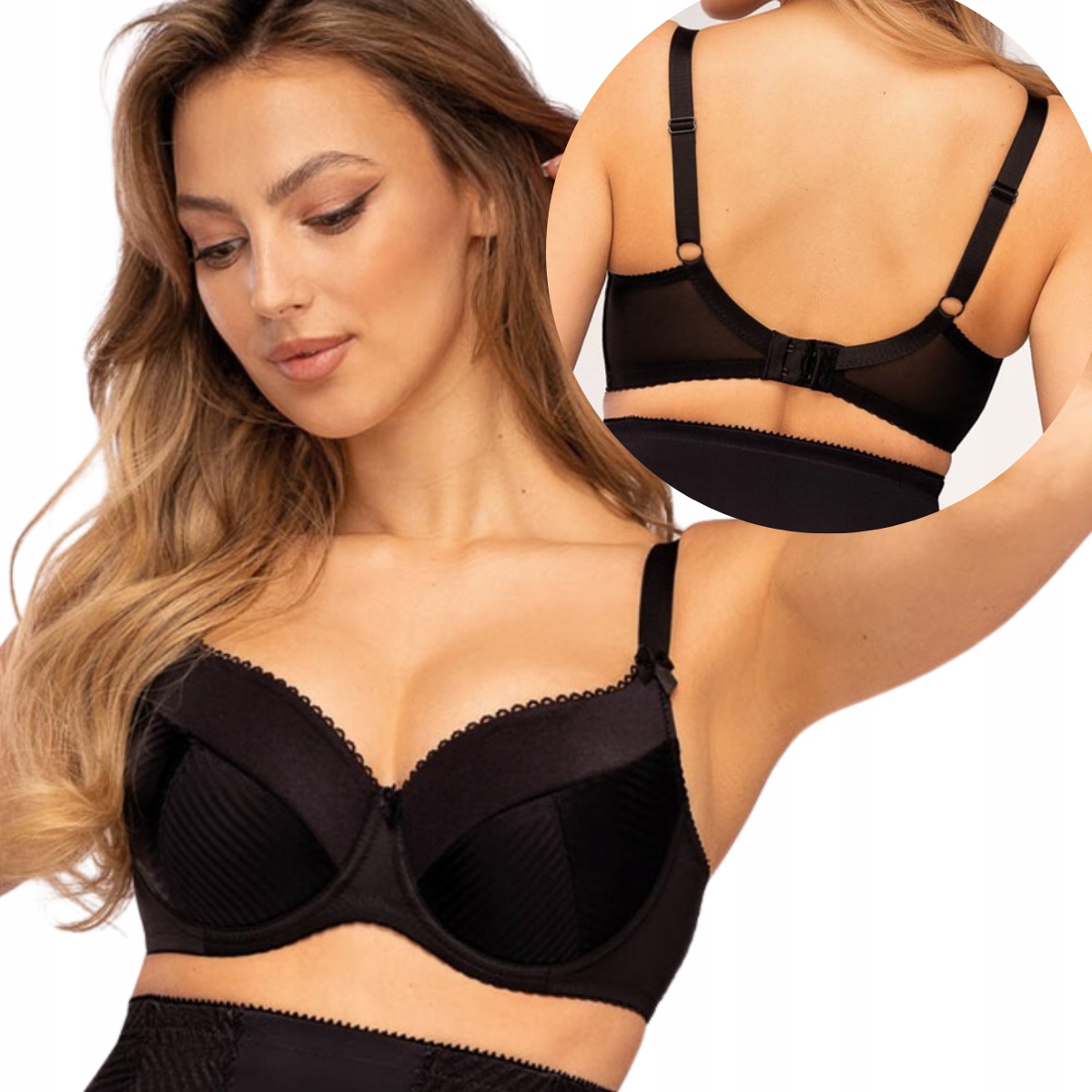 Unikat czarny biustonosz usztywniany Full Cup Fiona 95D