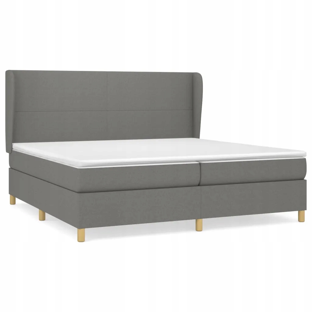 Kontinentální postel tmavě šedá 203 x 203 x 118/128 cm se 2 matracemi 100 x