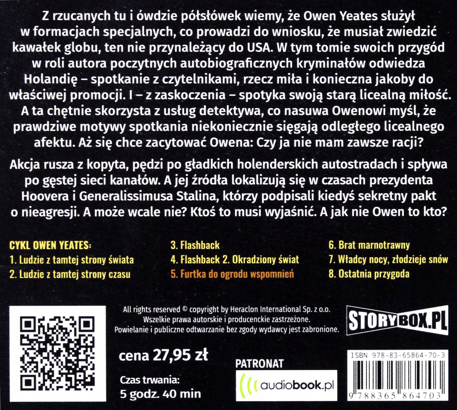 OWEN YEATES (TOM 5) FURTKA DO OGRODU - EUGENIUSZ DĘBSKI [AUDIOBOOK] Stan opakowania oryginalne