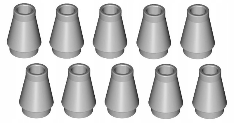 

Lego stożek 1x1 jasnoszary 10 szt. 4589 59900 Nowy