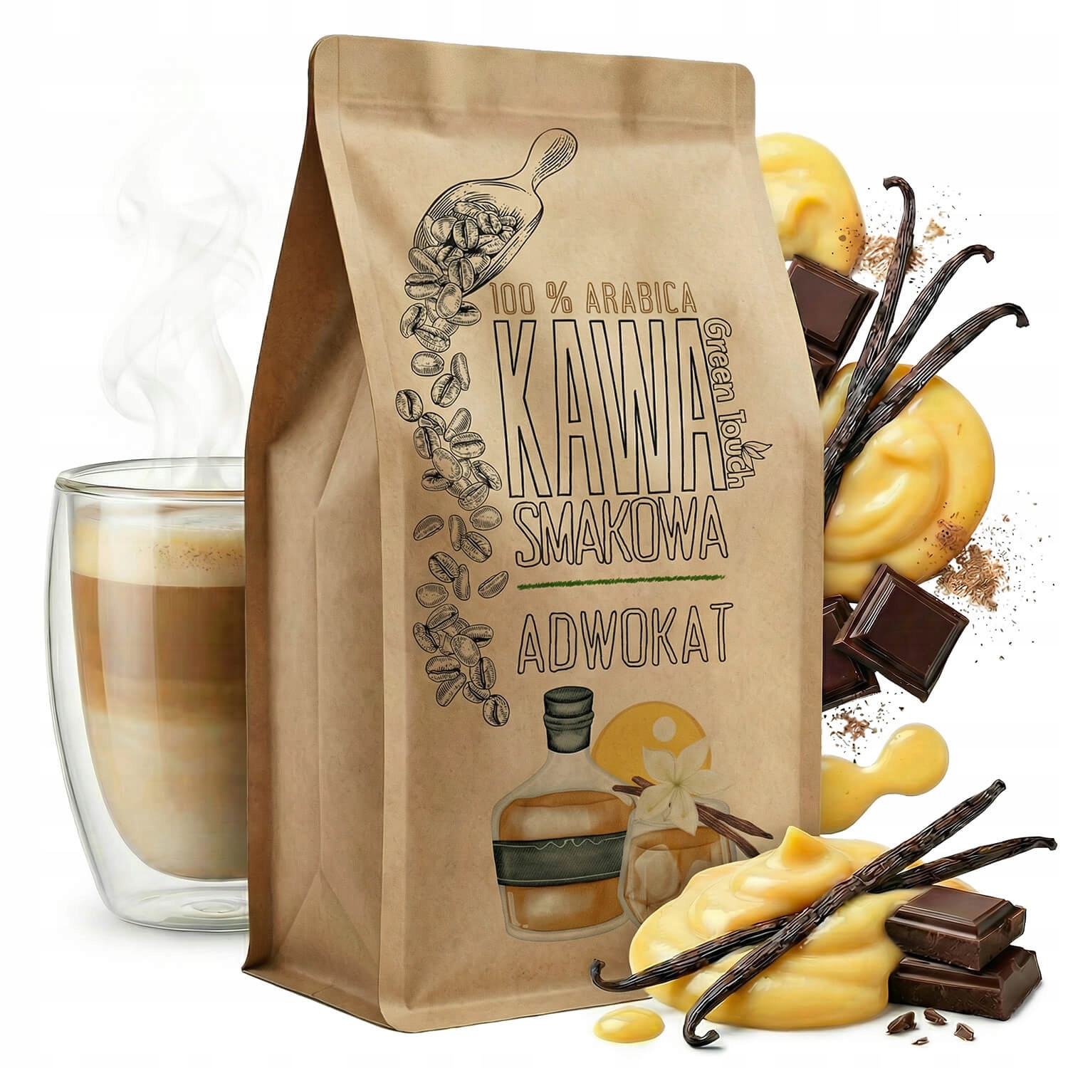 Mletá Káva s příchutí Advokát advocat likér arabica 1 kg Green Touch