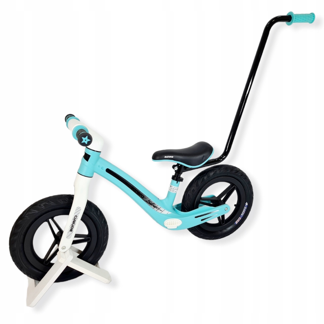 Rowerek biegowy BMT001 pompowane koła +kij Niebieski