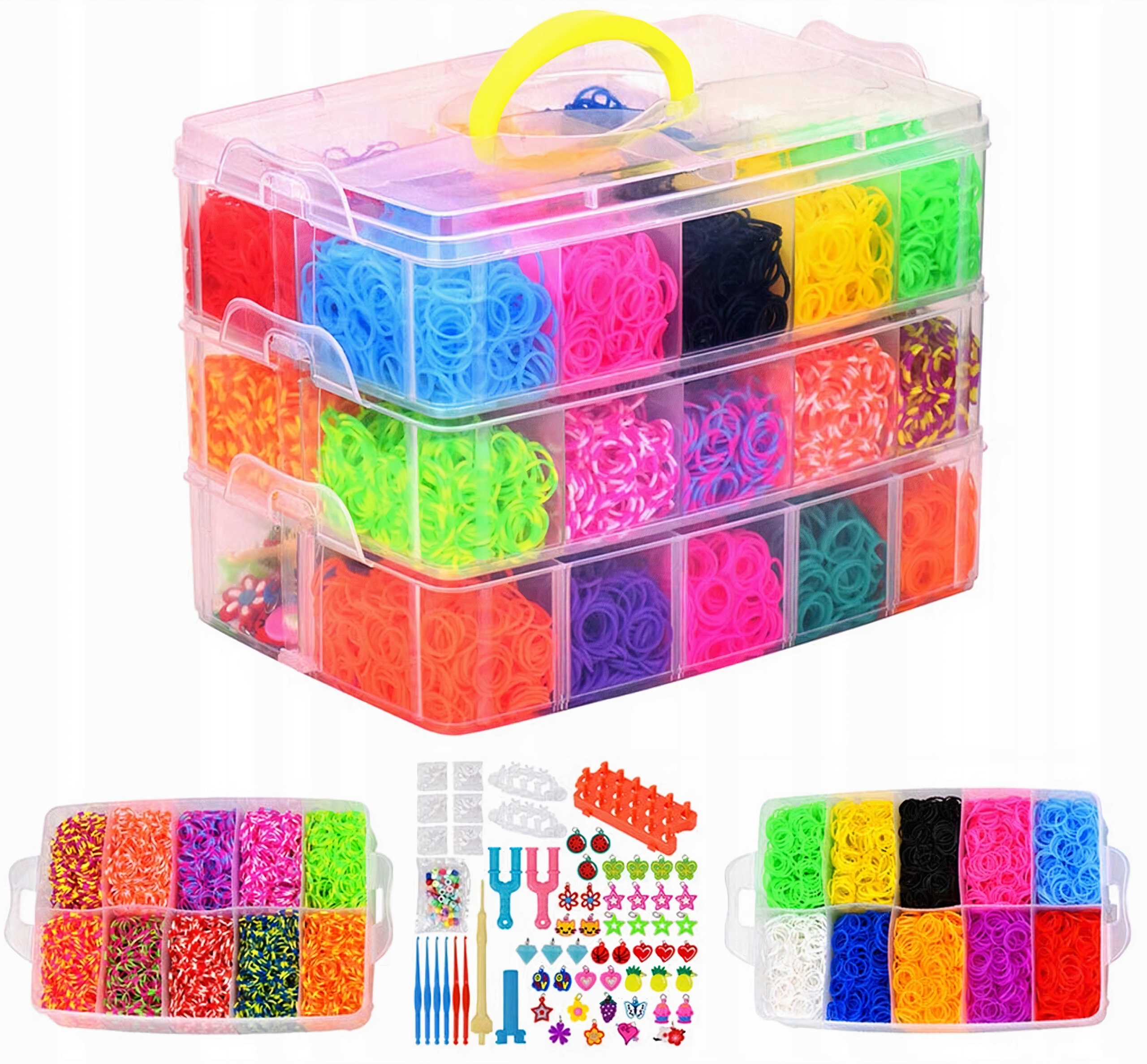 GUMKI DO ROBIENIA BRANSOLETEK ZESTAW GUMEK XXXL 15000 szt KORALIKI PREZENT Waga produktu z opakowaniem jednostkowym 1.515 kg