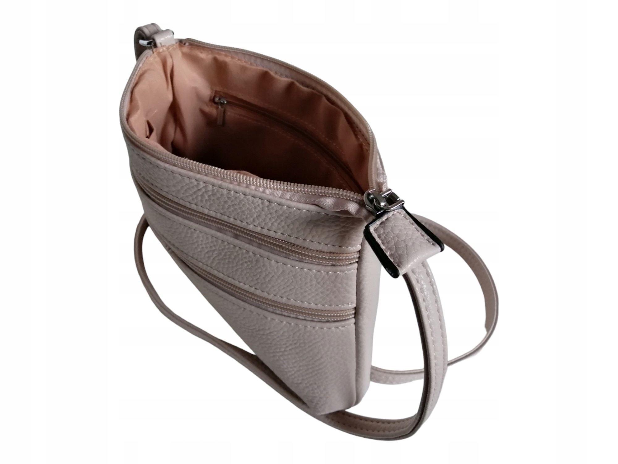 LISTONOSZKA NA RAMIĘ - KLASYCZNA TOREBKA DAMSKA - BEŻOWA DAMSKA TOREBKA Długość paska 140 cm