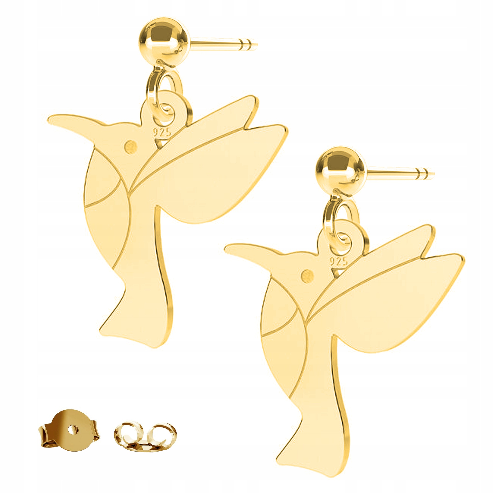 Náušnice zlaté Kolibřík Pták 925