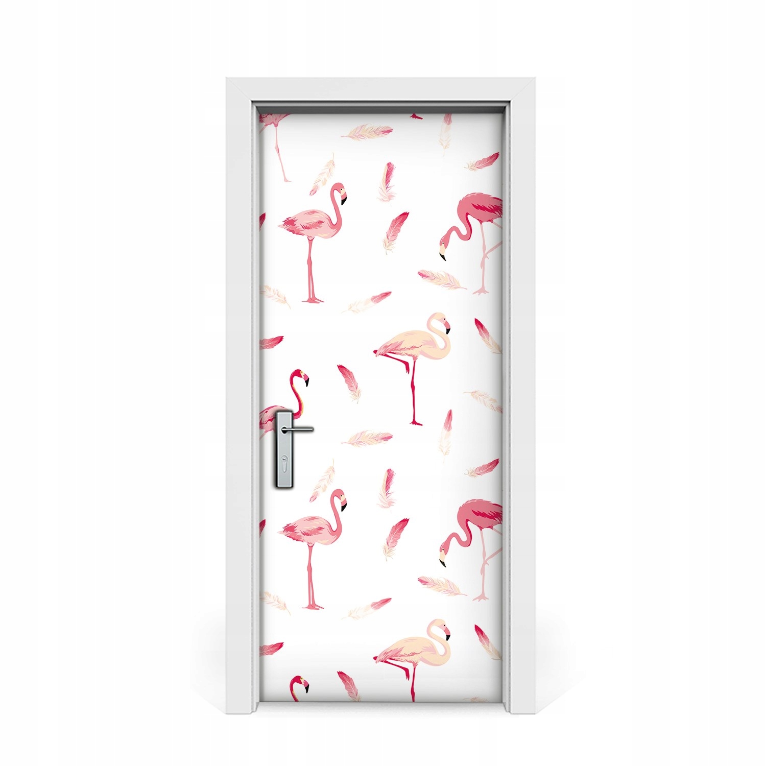 

Naklejka na drzwi okleina Stado flamingów 85x205