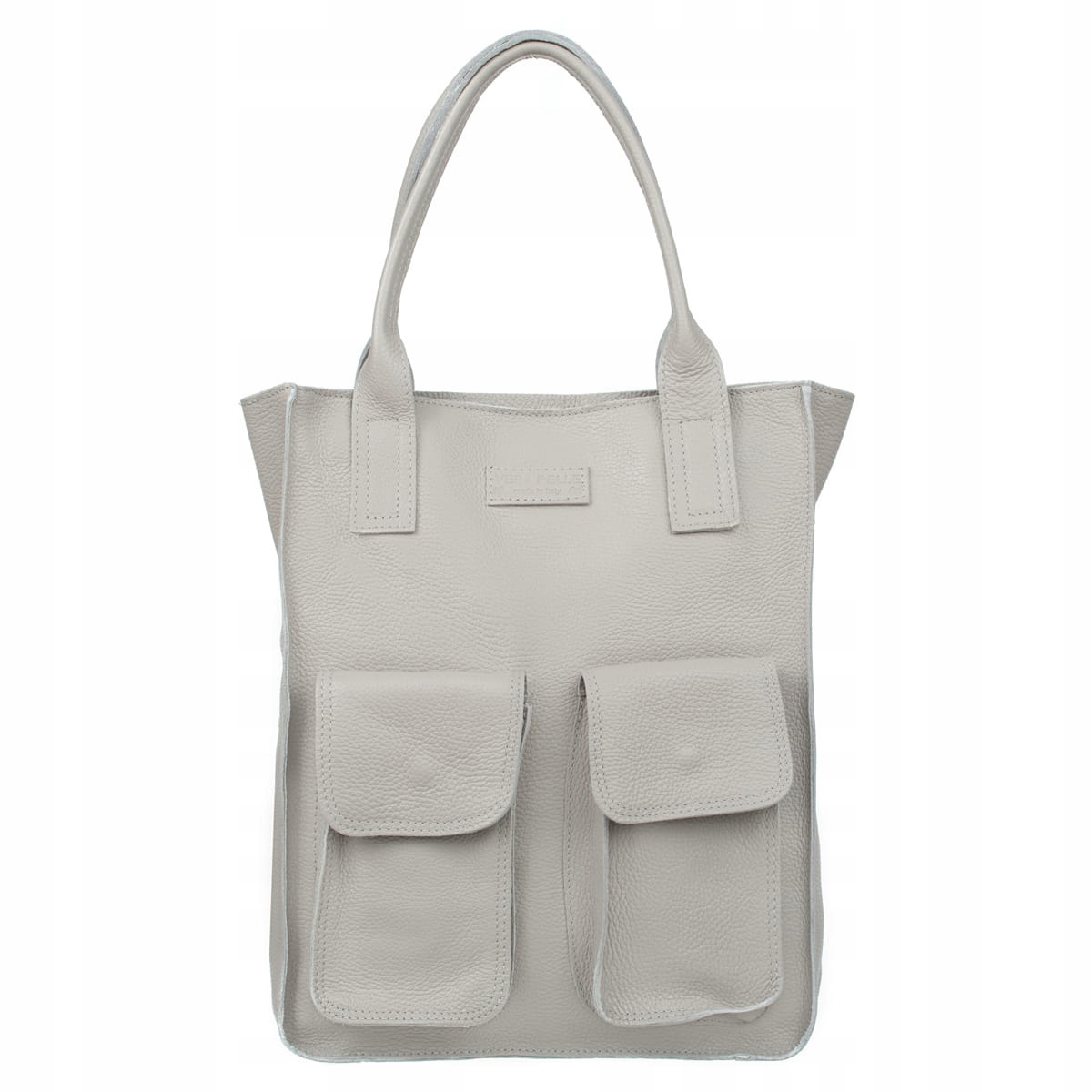 Velká kožená shopper kabelka Vezze Tasca šedá