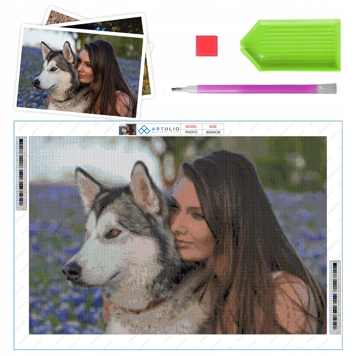 Diamantová mozaika z vlastní fotografie, Týž diamantová výšivka, Obraz 60x40cm