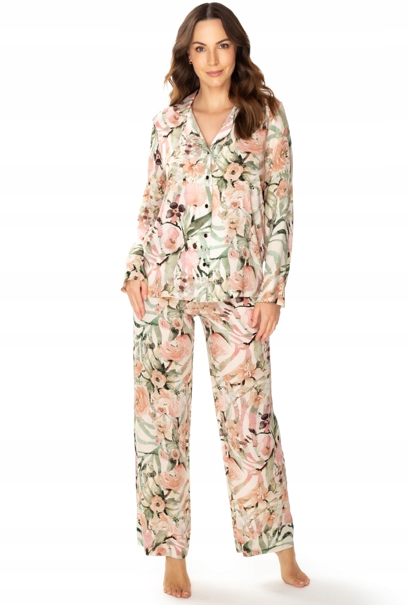 Mewa Piżama Damska Ines Wzór W Kwiaty Tkanina Wiskozowa 52