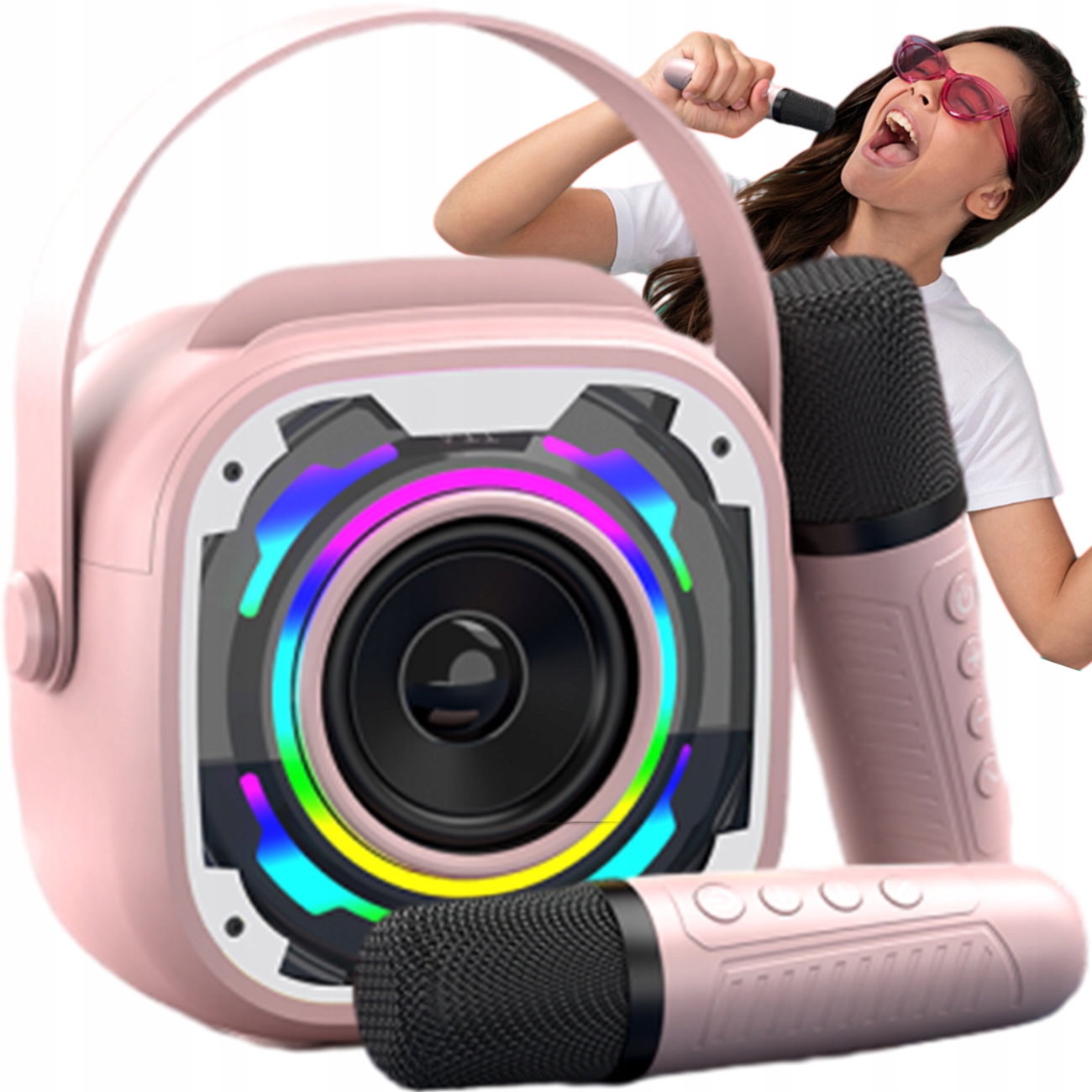 Karaoke Mikrofon Bezprzewodowy Głośnik Bluetooth Dla Dzieci 2 Mikrofony Led Kod producenta ZESTAW DO KARAOKE GŁOŚNIK + 2 MIKROFONY LED