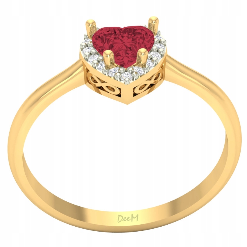 Zlatý Prstýnek Srdce S Rubínem 585