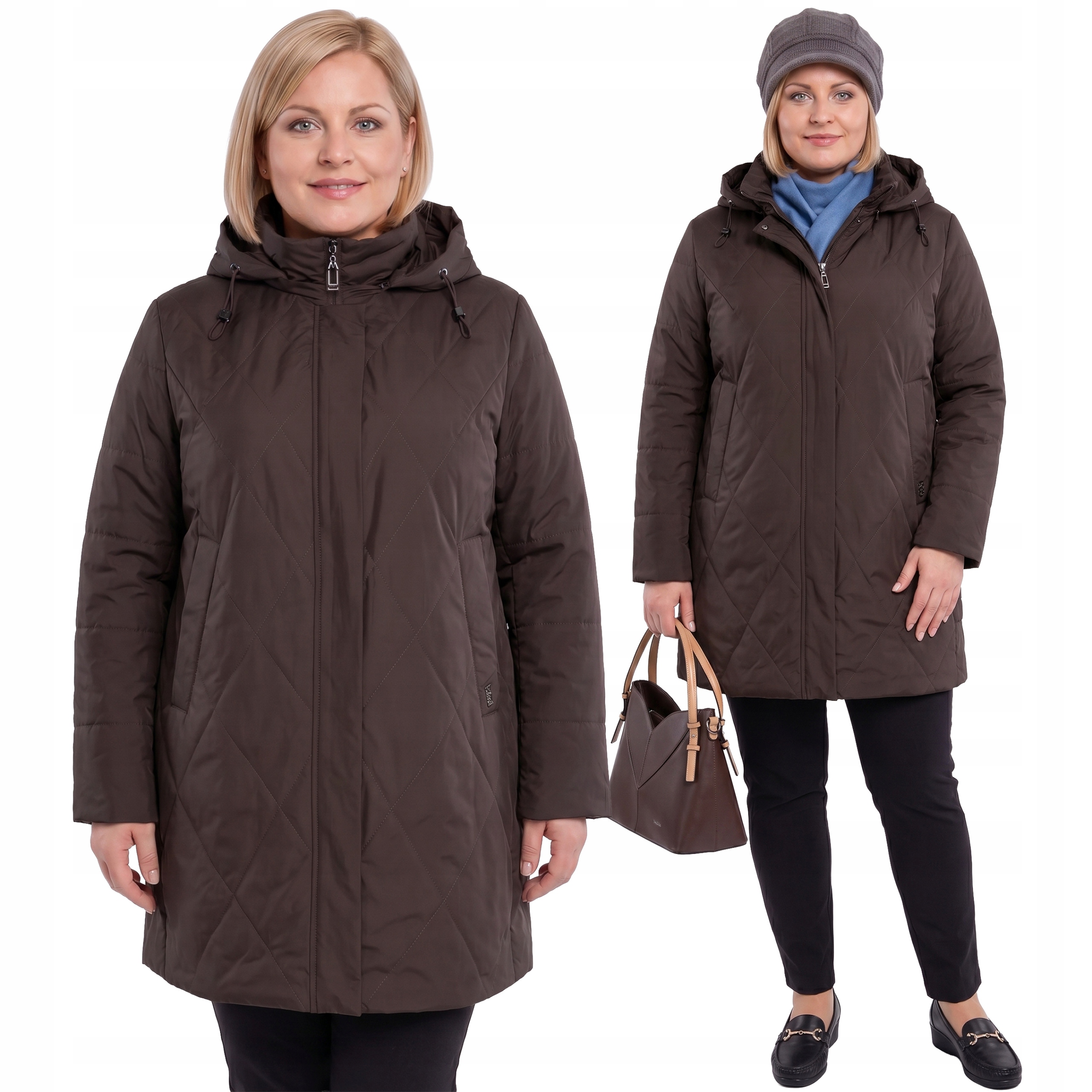Bunda v chladné hnědé barvě plus size velikost 52