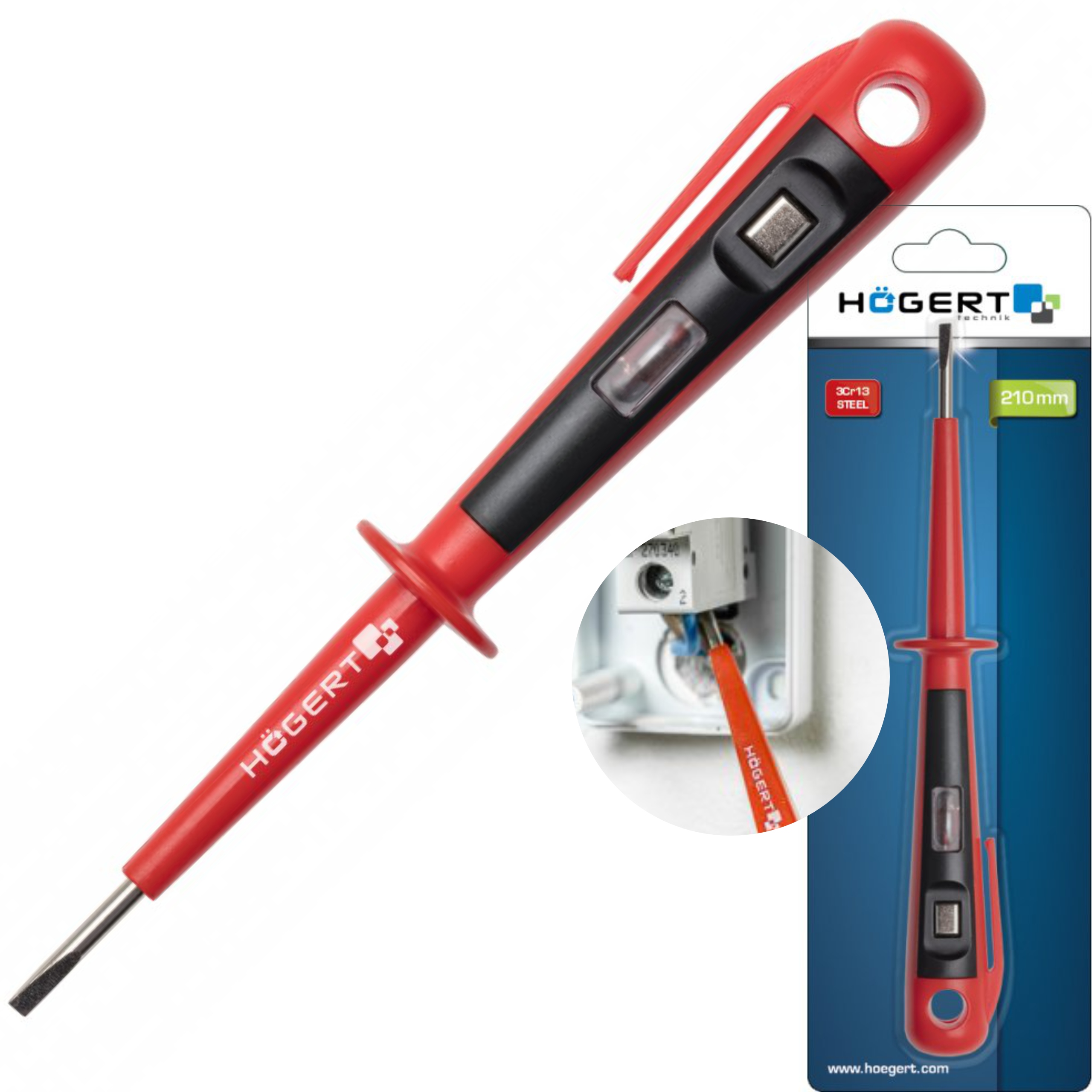 HOGERT PRÓBNIK NAPIĘCIA TESTER NEONÓWKA DO PRZEWODÓW I GNIAZDEK HT1S981