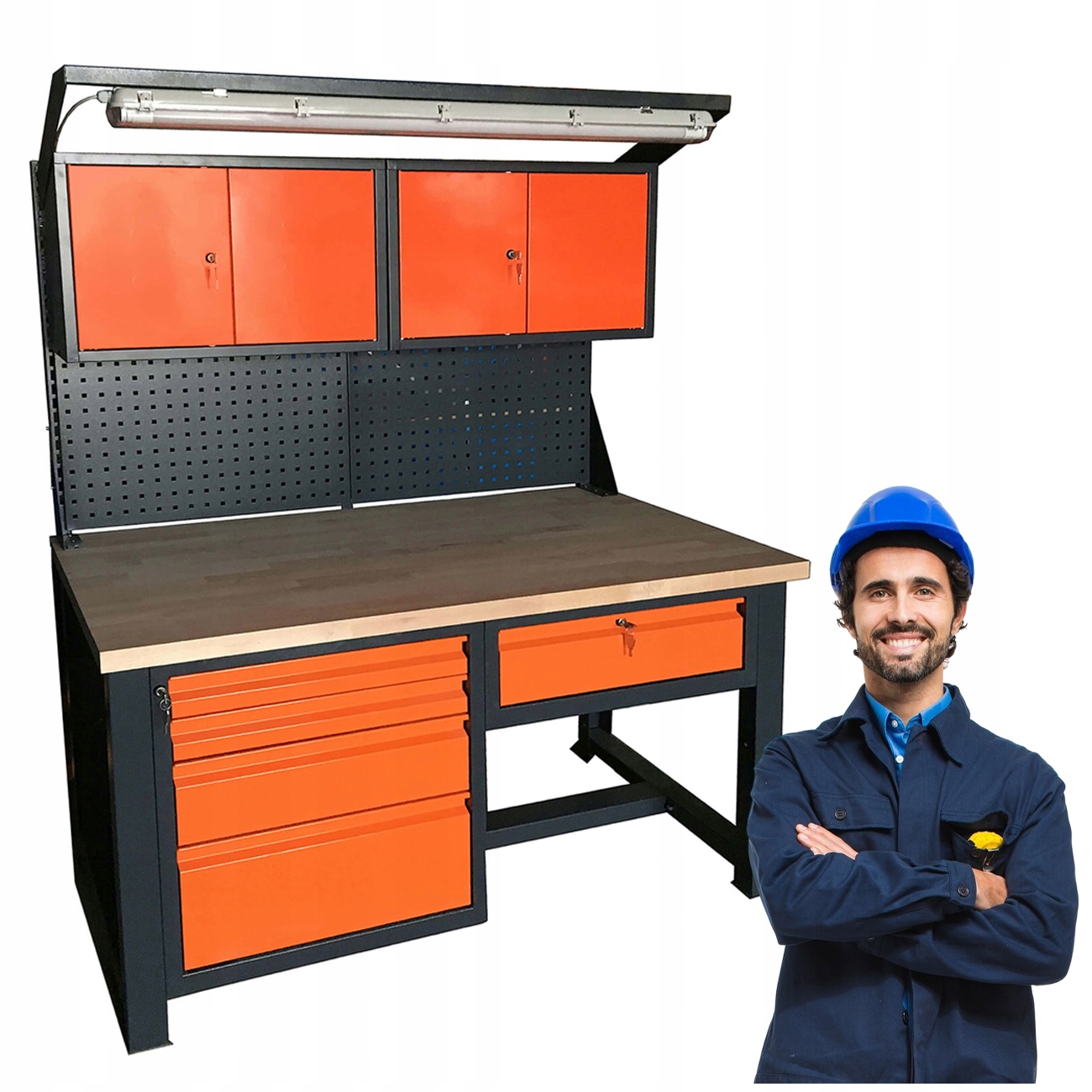 Pracovní Stůl Silný Garážový Kovový Průmyslový Pracovní Stůl 145X68X83 CM