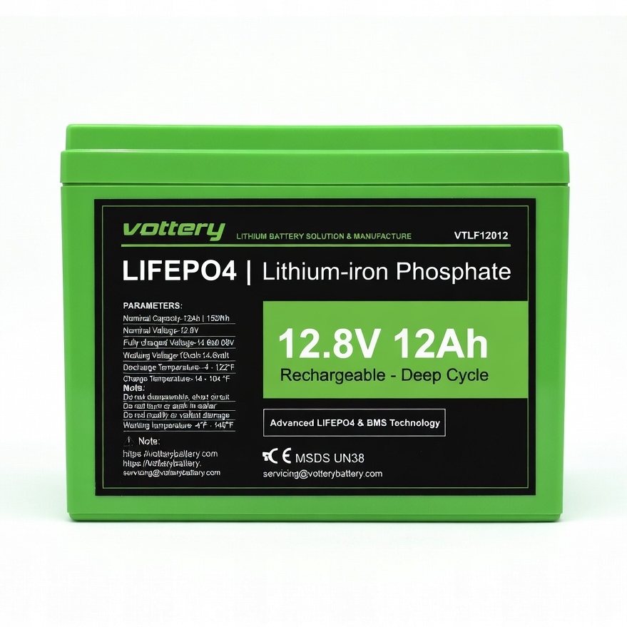 Akumulator Litowo-żelazowo-fosforanowy Vottery 12,8V 12 Ah Bms LiFePO4