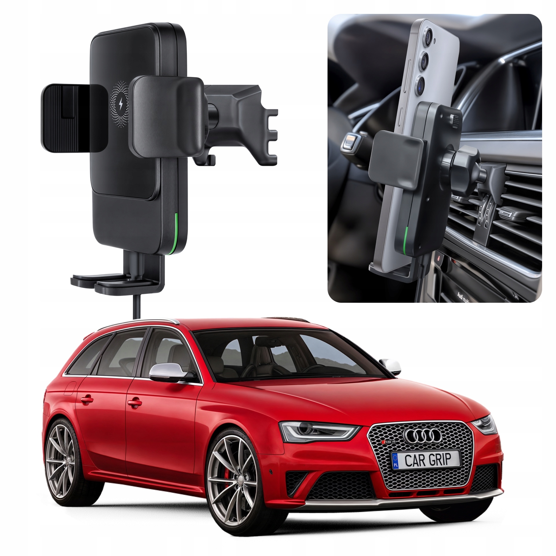 Uchwyt Grawitacyjny z ładowaniem Qc 3.0 dedykowany do Audi A4 B8 (2007-)