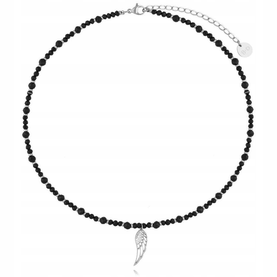 Náhrdelník By Dziubeka černý, křídla turmalín 45 cm
