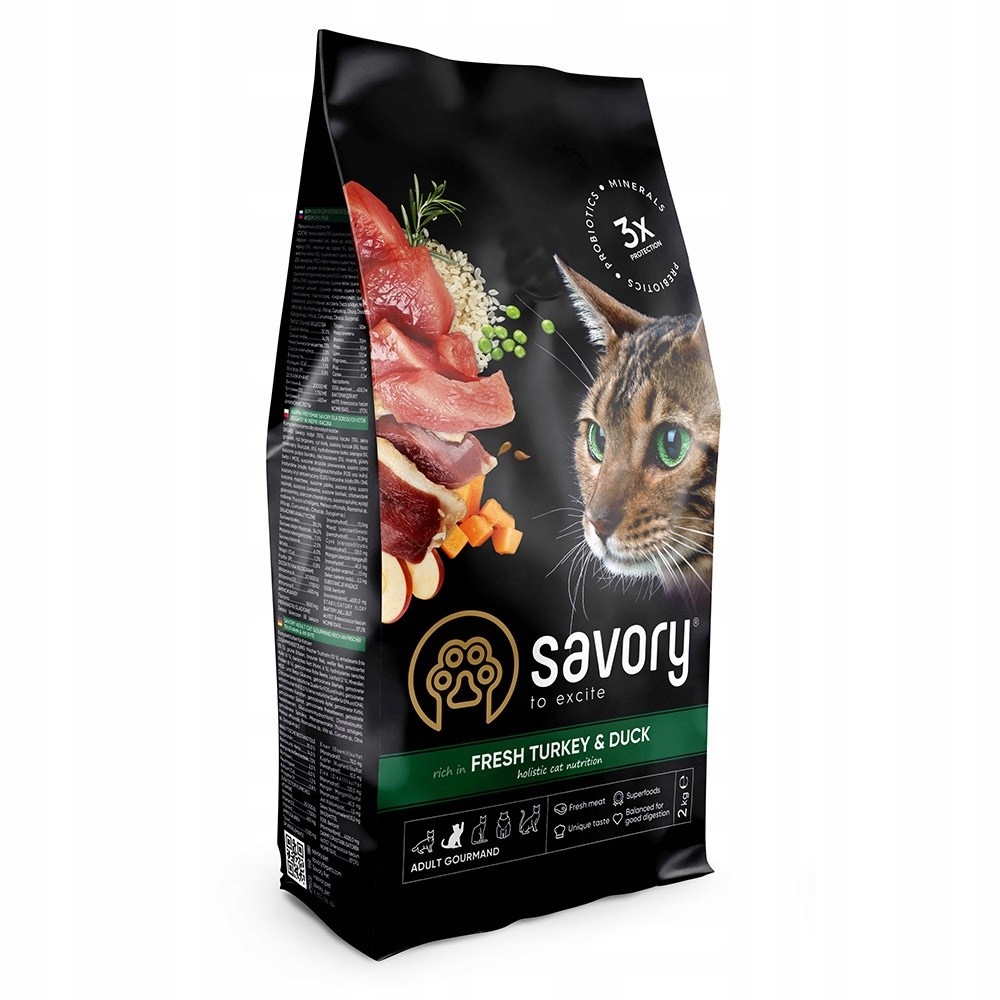 Savory Premium krmivo krmivo pro kočky Adult Senior Krůta Kachna 2 kg
