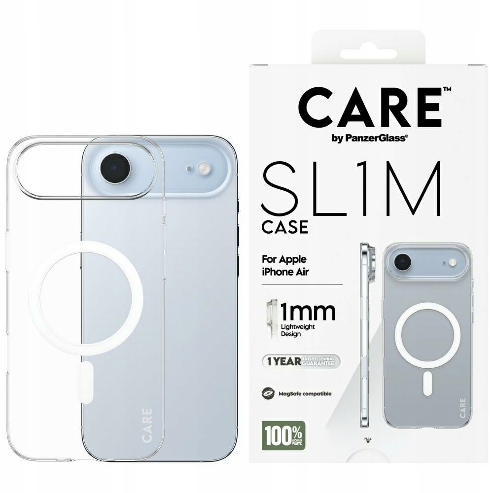 Pouzdro Care by PanzerGlass SL1M MagSafe pro iPhone Air je průhledný