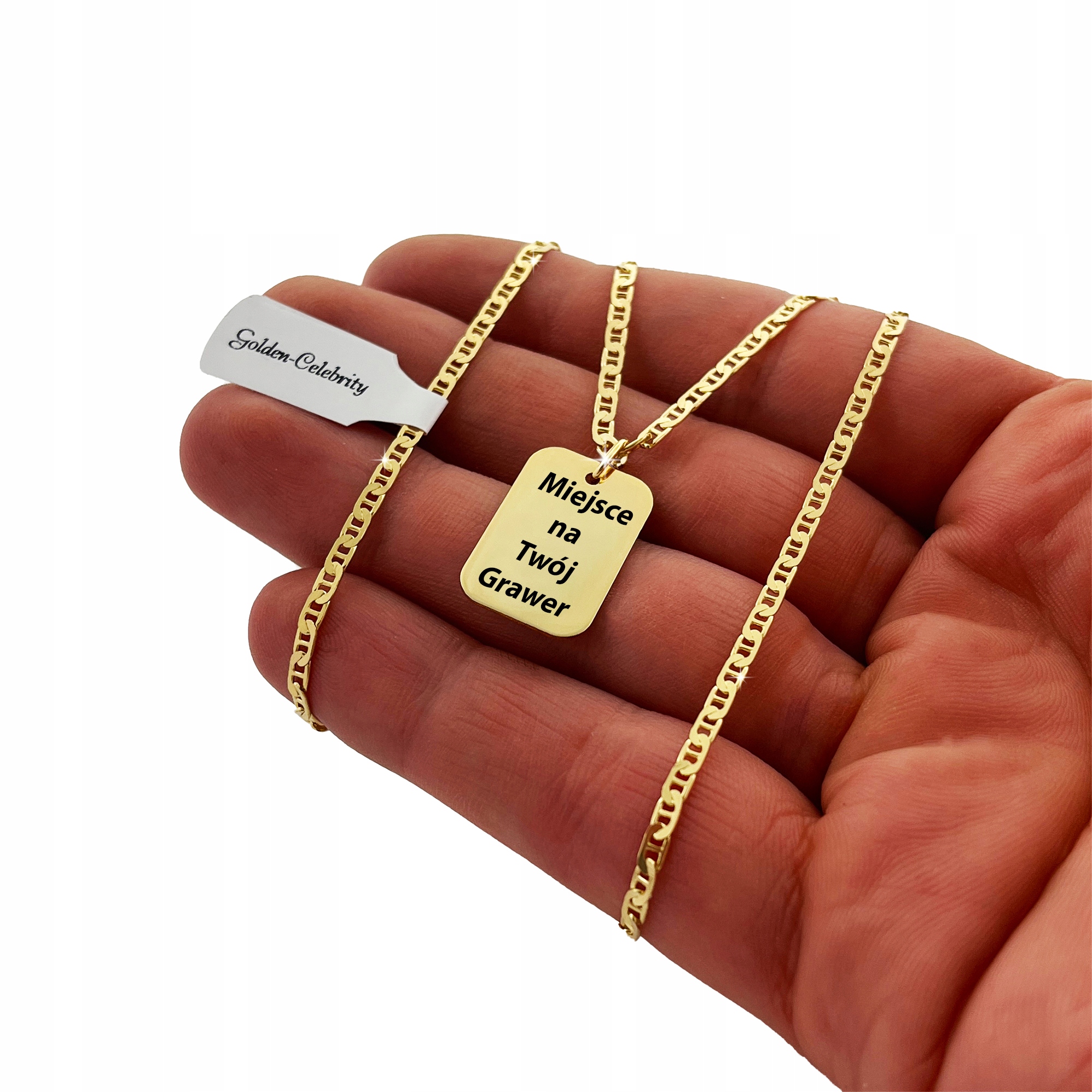ZŁOTY ŁAŃCUSZEK GUCCI NIEŚMIERTELNIK Z GRAWEREM 925 PREZENT ROCZEK CHRZEST Długość całkowita 45 cm