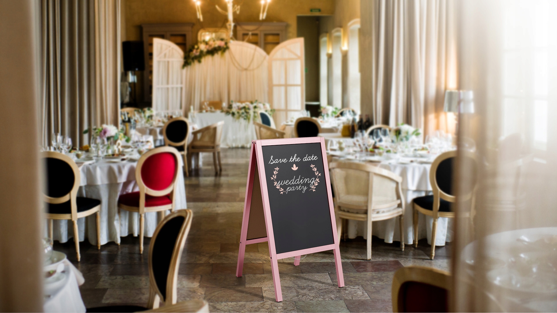 Potykacz kredowy RÓŻOWY 118x61 cm tablica kredowa EAN (GTIN) 5902622414638